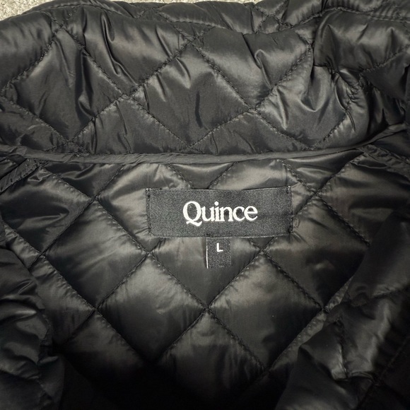 Quince Featherless Quilted Puffer Jacket Women’s Large Black Lightweight - Picture 3 of 5